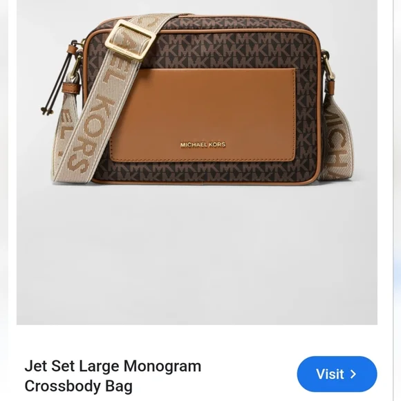 Michael Kors Brown Monogram Jet Set Crossbody Bag - Picture 12 of 13